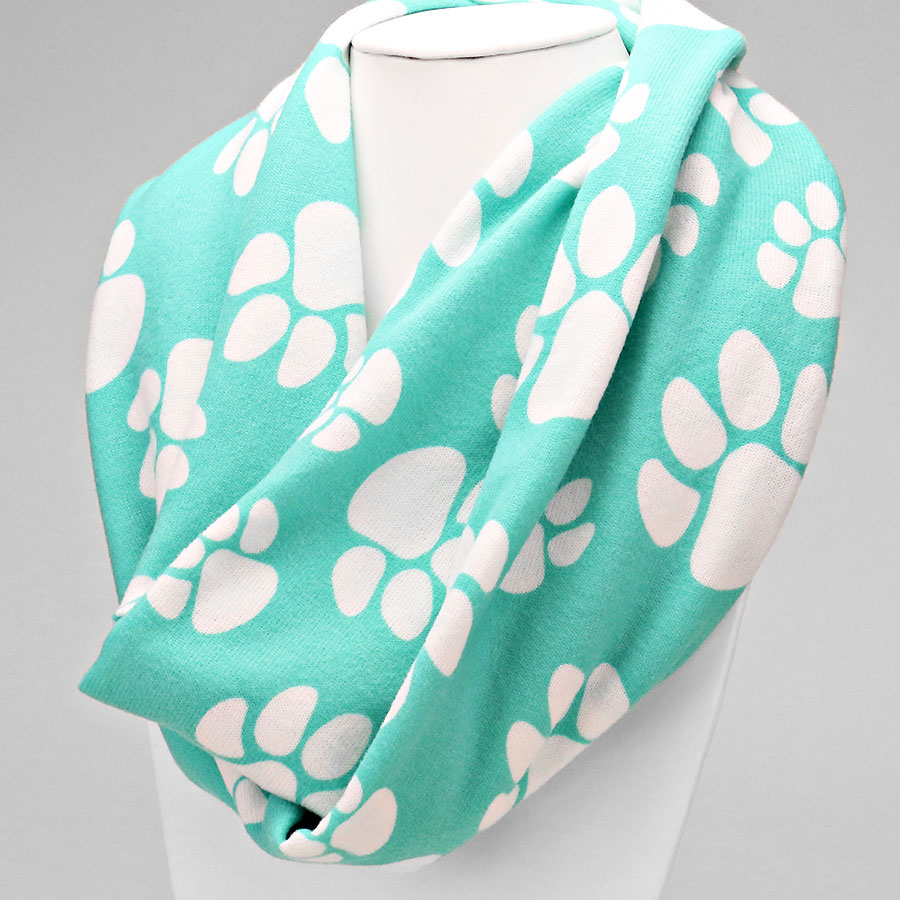 Orange and White Paw Print Infinity Scarf