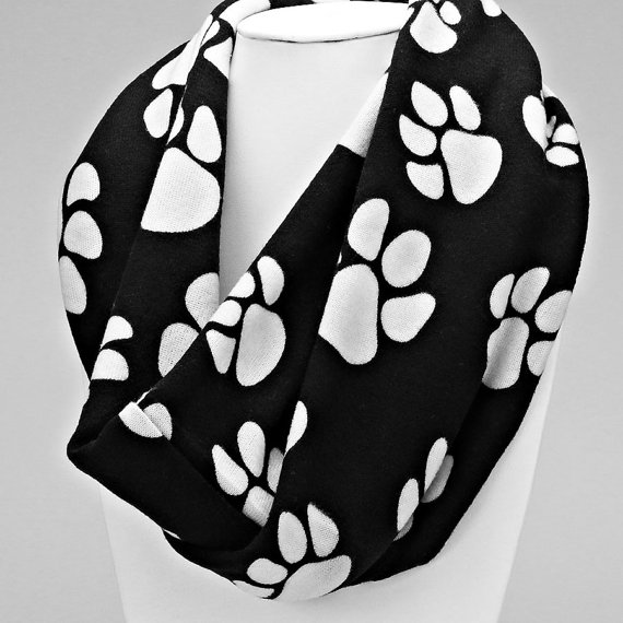 Orange and White Paw Print Infinity Scarf